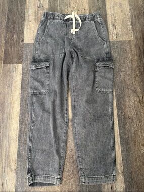 Gap Gray Cargo Easy Jean with Drawstring Waist